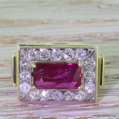 fig 1. Art Deco 2.50 Carat Ruby & 0.96 Carat Old Cut Diamond Ring, circa 1935