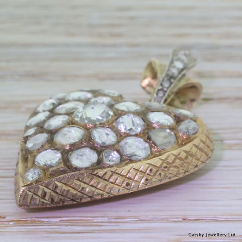 fig 1. Victorian 3.50 Carat Rose Cut Diamond Heart Pendant, circa 1860