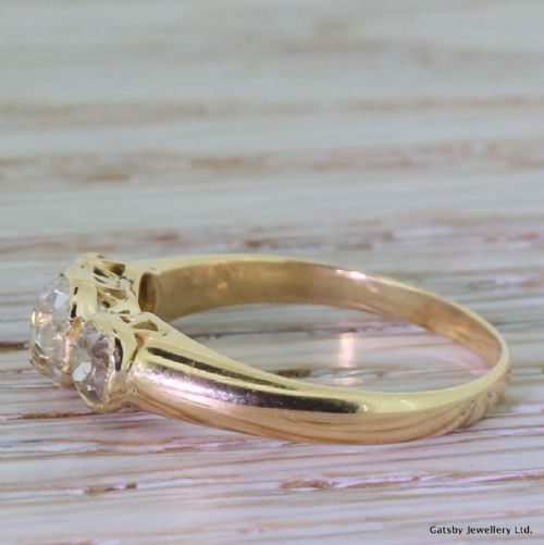 fig 2. Victorian 1.20 Carat Old Mine Cut Diamond Trilogy Ring, circa 1870