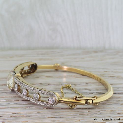 fig 2. Art Deco 5.07 Carat Old Cut Diamond Hinged Bangle, dated 1940

