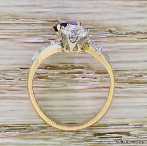 fig 3. Art Deco 1.00 Carat Diamond & 1.00 Carat Sapphire Crossover Ring, circa 1940