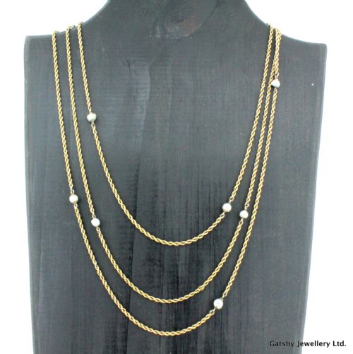 fig 1. Georgian Longuard Chain with Natural Pearls, circa 1820