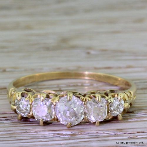 fig 1. Victorian 1.20 Carat Old Cut Diamond Five Stone Ring, circa 1900