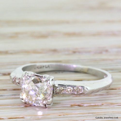 Art Deco 1.01 Carat Old Mine Cut Diamond Engagement Ring, Circa 1925
