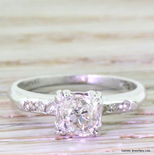 fig 1. Art Deco 1.01 Carat Old Mine Cut Diamond Engagement Ring, circa 1925