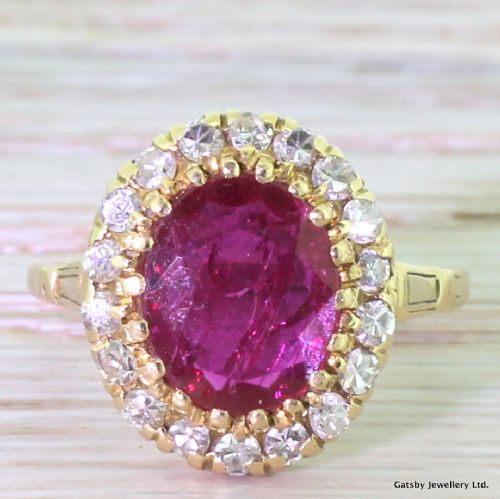fig 1. Art Deco 2.00 Carat Natural Ruby & Diamond Cluster Ring, circa 1930