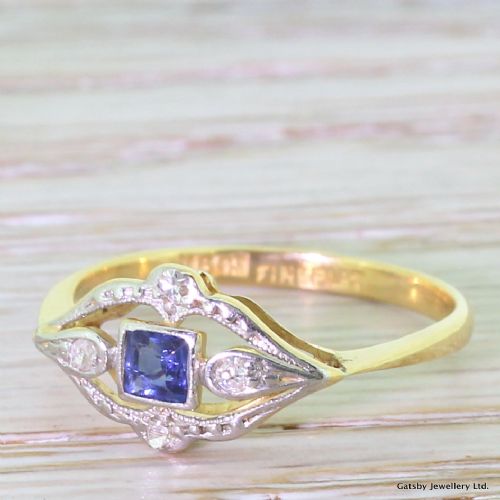 Belle Epoque Sapphire & Diamond Ring, Circa 1910
