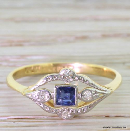 fig 1. Belle Epoque Sapphire & Diamond Ring, circa 1910