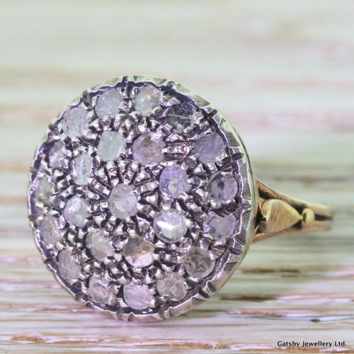 Victorian 1.25 Carat Rose Cut Diamond Cluster Ring, Circa 1880
