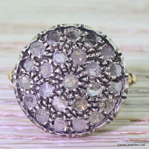 fig 1. Victorian 1.25 Carat Rose Cut Diamond Cluster Ring, circa 1880