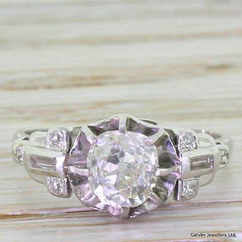 fig 1. Art Deco 1.10 Carat Old Cut Diamond Engagement Ring, circa 1935