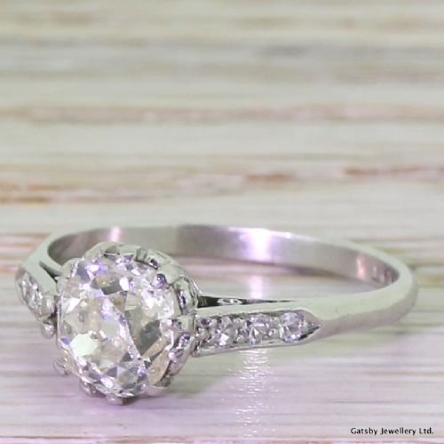 Art Deco 1.23 Carat Old Cut Diamond Engagement Ring, Circa 1930
