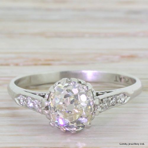 fig 1. Art Deco 1.23 Carat Old Cut Diamond Engagement Ring, circa 1930