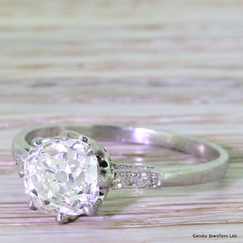 Art Deco 1.94 Carat Old Cut Diamond Engagement Ring, Circa 1920
