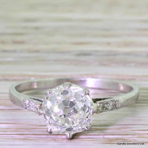 fig 1. Art Deco 1.94 Carat Old Cut Diamond Engagement Ring, circa 1920