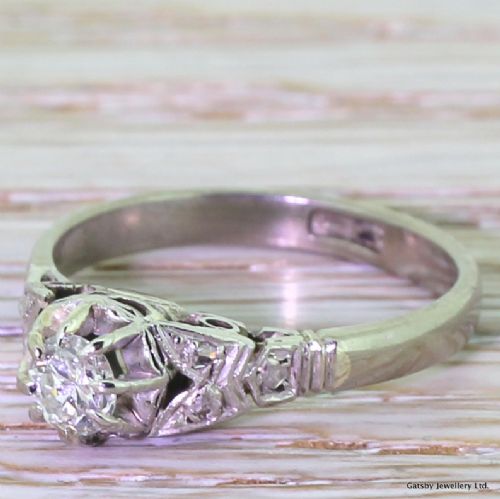 Art Deco 0.25 Carat Old Cut Diamond Engagement Ring, Circa 1935
