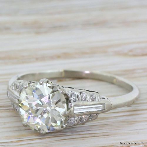 Art Deco 1.42 Carat Old Cut Diamond Engagement Ring, Circa 1930
