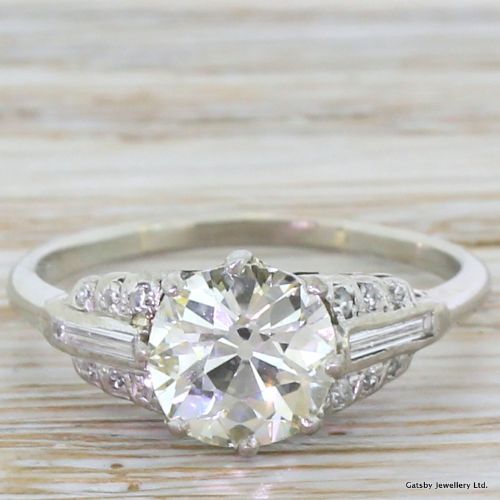 fig 1. Art Deco 1.42 Carat Old Cut Diamond Engagement Ring, circa 1930