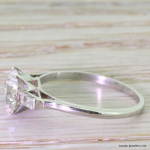fig 2. Art Deco 1.00 Carat Old Cut & Baguette Cut Diamond Engagement Ring, circa 1930