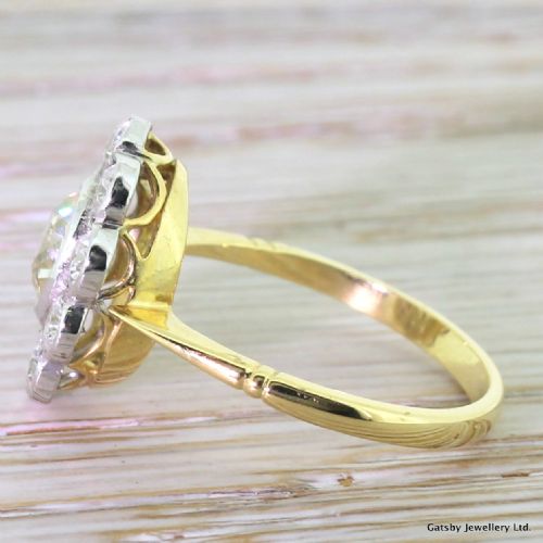 fig 2. Art Deco 2.00 Carat Old Cut Diamond Oval Cluster Ring, circa 1925