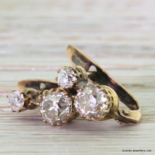 Victorian 1.50 Carat "Double" Old Cut Diamond Earrings, Circa 1880
