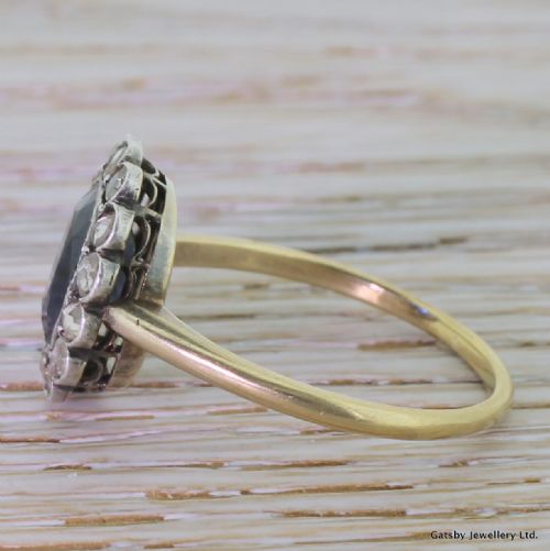 fig 2. Victorian 2.31 Carat Sapphire & 0.52 Rose Cut Diamond Ring, circa 1900