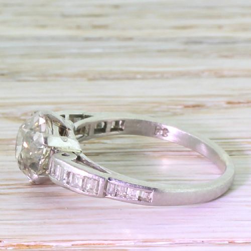 fig 2. Art Deco 2.20 Carat Old Cut & Baguette Cut Engagement Ring, circa 1930