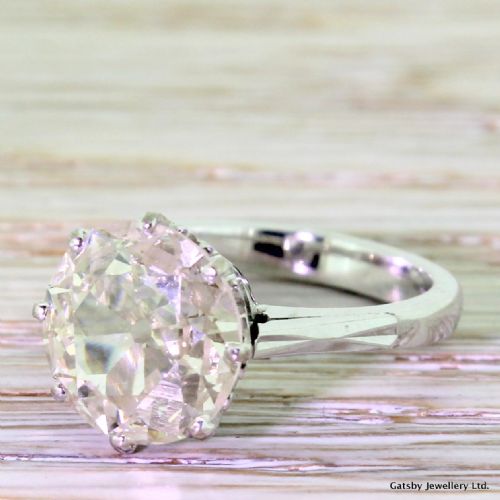 Art Deco 3.12 Carat Old Cut Diamond Engagement Ring, Circa 1935
