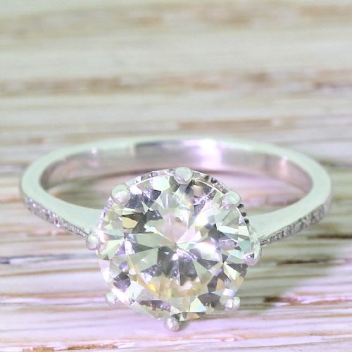 fig 1. Art Deco 2.66 Carat Old European Cut Diamond Engagement Ring, circa 1940