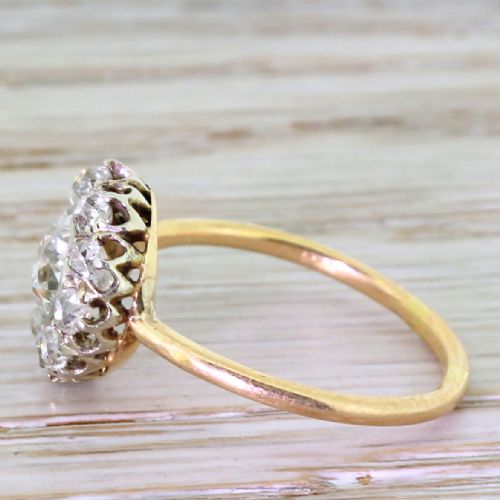 fig 2. Art Deco 1.95 Carat Old Cut Diamond Target Cluster Ring, circa 1925