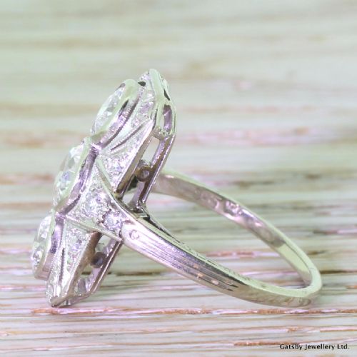 fig 2. Art Deco 2.76 Carat Old Cut Diamond Plaque Ring, circa 1935