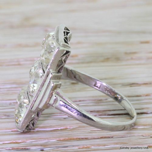 fig 2. Art Deco 3.30 Carat Old Cut Diamond Plaque Ring, circa 1930