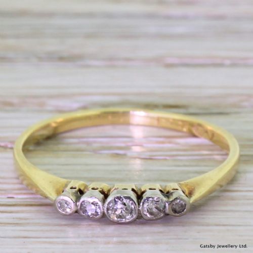 fig 1. Edwardian 0.20 Carat Old Cut Diamond Five Stone Ring, circa 1910