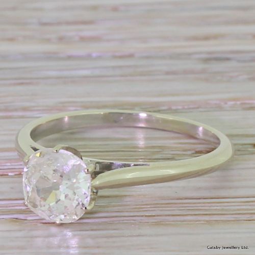 Art Deco 0.94 Carat Old Cushion Cut Diamond Engagement Ring, French, Circa 1935
