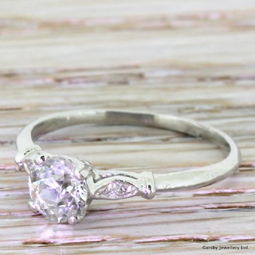 Art Deco 0.57 Carat Old Cut Diamond Engagement Ring, Circa 1920