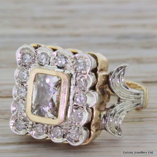 Early 20th Century 1.02 Carat Old Cut Diamond Locket Ring, Circa 1925
