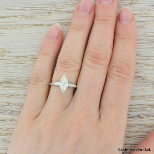 fig 4. Art Deco 1.00 Carat Marquise Cut Diamond Engagement Ring, circa 1940