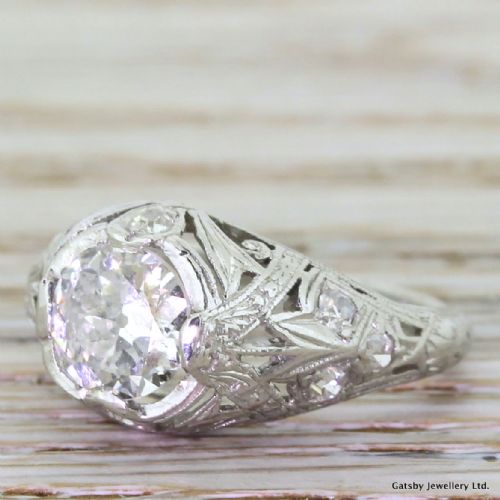 Edwardian 1.08 Carat Old Cut Diamond Engagement Ring, Circa 1910
