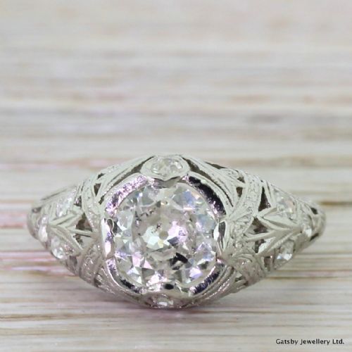 fig 1. Edwardian 1.08 Carat Old Cut Diamond Engagement Ring, circa 1910