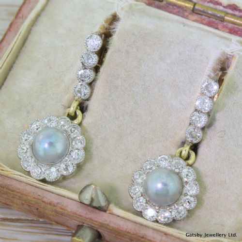 Victorian Mabé Pearl & Old Cut Diamond Cluster Earrings, Circa 1900
