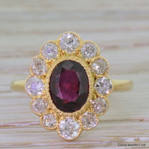 fig 1. Victorian 1.64 Carat Ruby & Old Cut Diamond Cluster Ring, circa 1890