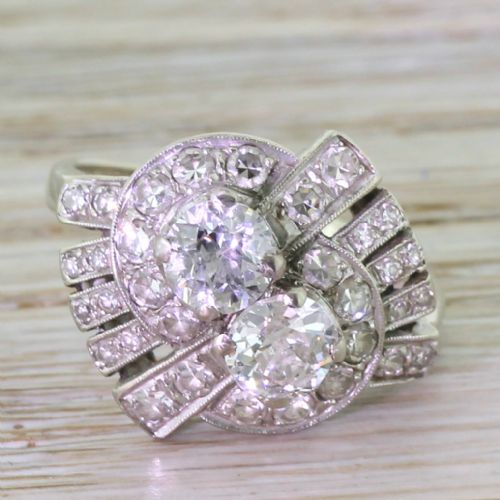 fig 1. Retro 1.63 Carat Old Cut Diamond “Twist” Ring, circa 1945