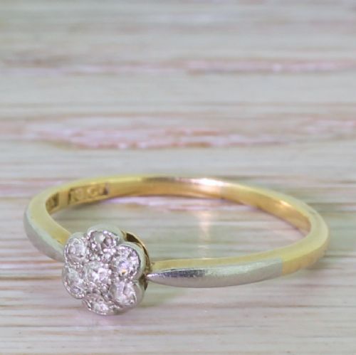 Edwardian 0.27 Carat Old Cut Diamond Cluster Ring, Circa 1910
