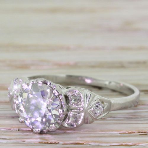Art Deco 1.34 Carat Old Cut Diamond Engagement Ring, Circa 1920
