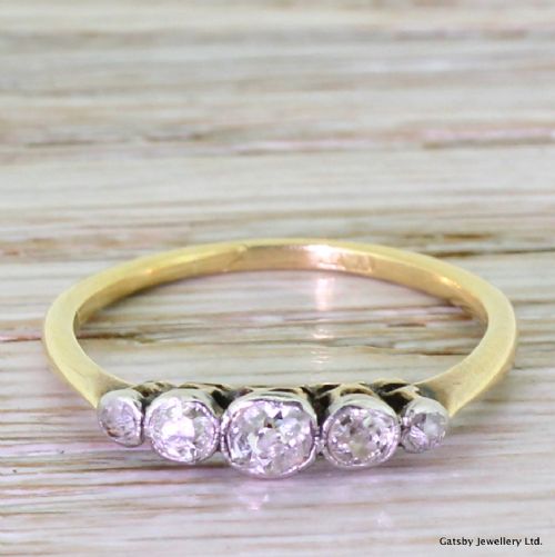 fig 1. Victorian 0.41 Carat Old Cut Diamond Five Stone Ring, circa 1900
