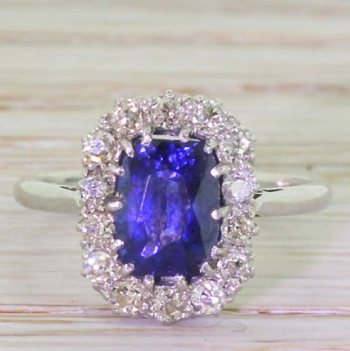 fig 1. Art Deco 1.25 Carat Sapphire & Old Cut Diamond Cluster Ring, circa 1930
