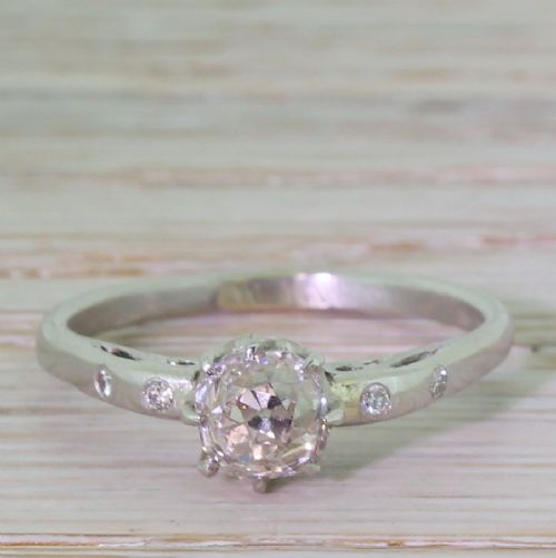 fig 1. Mid Century 1.00 Carat Old Cut Diamond Engagement Ring, circa 1950