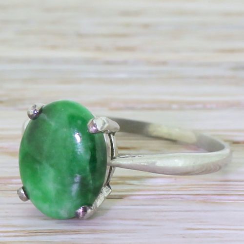 Art Deco Jade Solitaire Ring, Circa 1940
