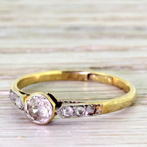 Art Deco 0.25 Carat Old Cut Diamond Engagement Ring, Circa 1920

