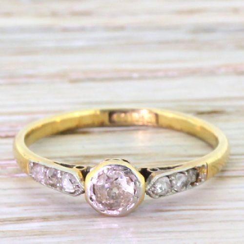 fig 1. Art Deco 0.25 Carat Old Cut Diamond Engagement Ring, circa 1920